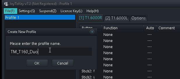 JoyToKey - New Profile